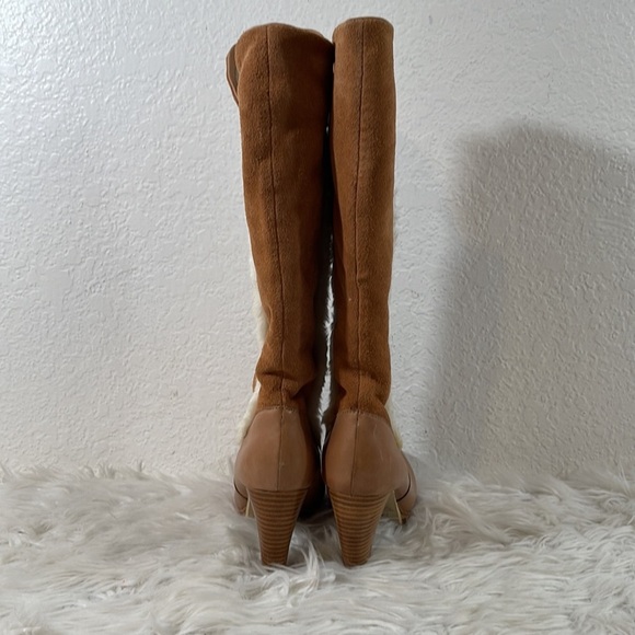 Very Volatile Andee Leather Upper Faux Fleece Lining Trim Beige Boots Size 7 - Picture 5 of 16